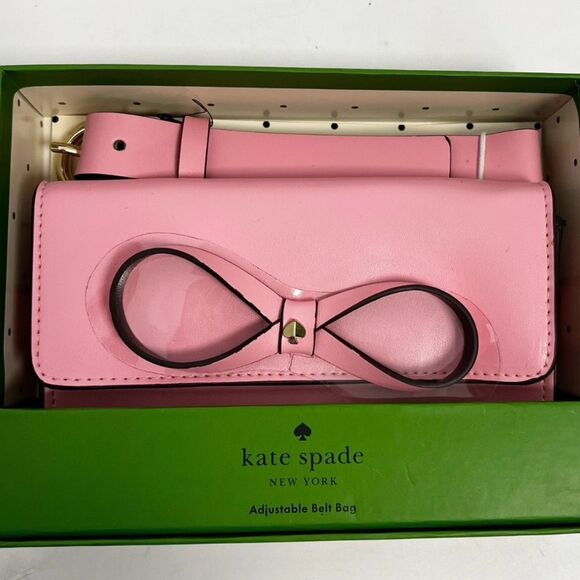 Kate Spade Bow Belt Bag  Pink Leather Logo Women's NIB MSRP $108 NWT - Picture 1 of 3